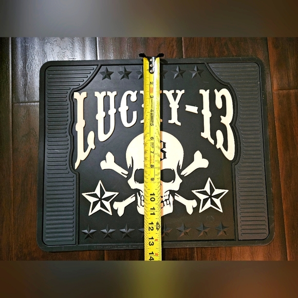 Vintage Lucky 13 Rubber Skull Utility Mat for entryway, car, garage - Picture 6 of 7